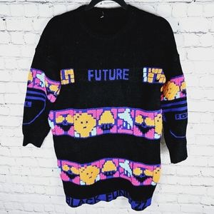 KILUKI | long thick knit multicoloured retro 90s theme video game sweater